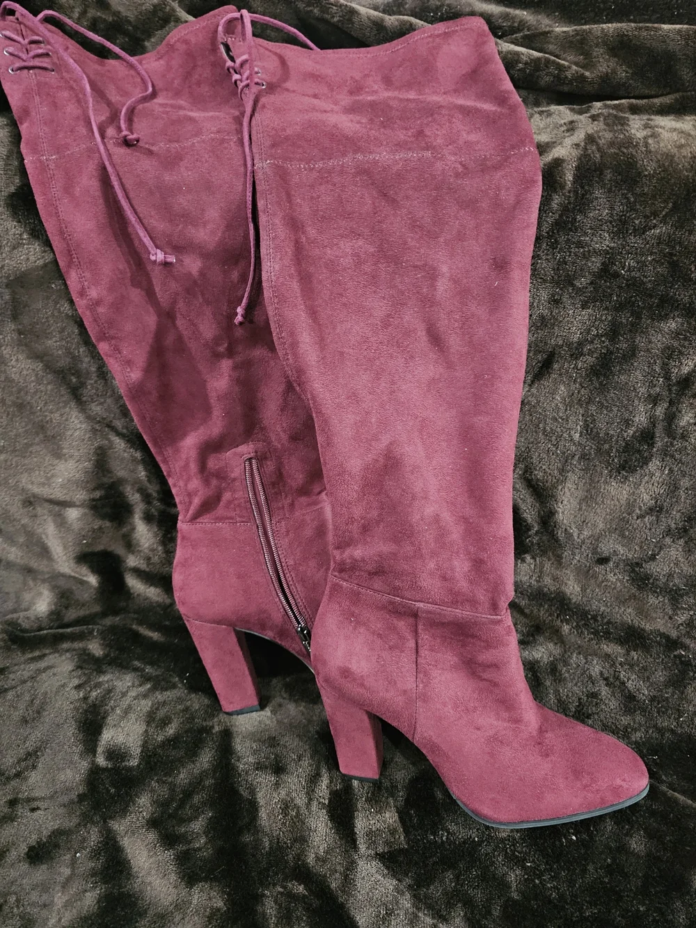 Vince Camuto Over-the-Knee Suede Boots in Burgundy